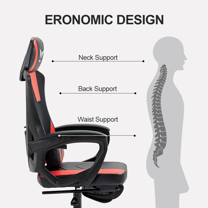 AJHH Gaming Chair Ergonomic Office Chair with Tilt Function, Mesh High Back Faux Leather